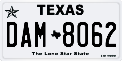 TX license plate DAM8062