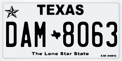 TX license plate DAM8063
