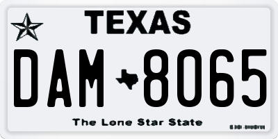 TX license plate DAM8065