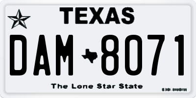 TX license plate DAM8071