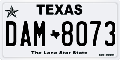 TX license plate DAM8073