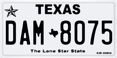 TX license plate DAM8075