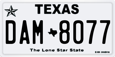 TX license plate DAM8077