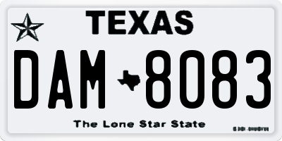 TX license plate DAM8083