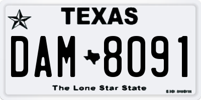 TX license plate DAM8091