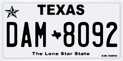 TX license plate DAM8092