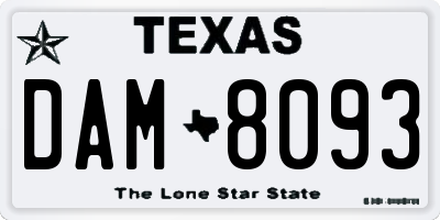 TX license plate DAM8093