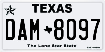 TX license plate DAM8097