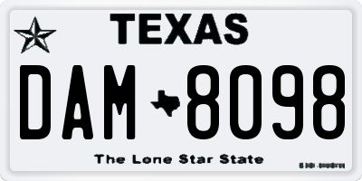 TX license plate DAM8098