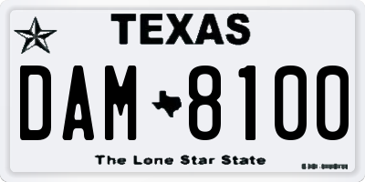 TX license plate DAM8100
