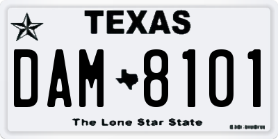 TX license plate DAM8101