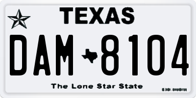 TX license plate DAM8104
