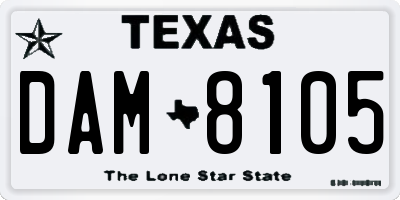 TX license plate DAM8105