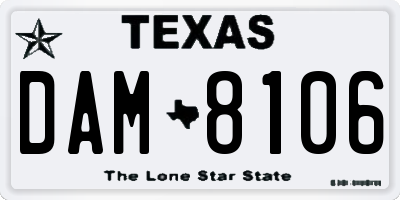 TX license plate DAM8106
