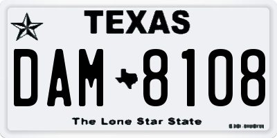 TX license plate DAM8108