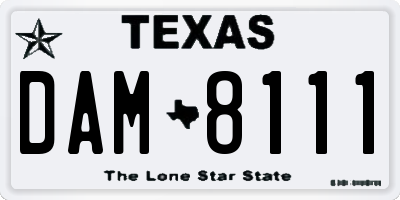 TX license plate DAM8111