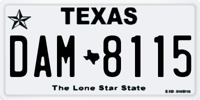 TX license plate DAM8115