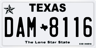 TX license plate DAM8116