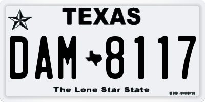 TX license plate DAM8117