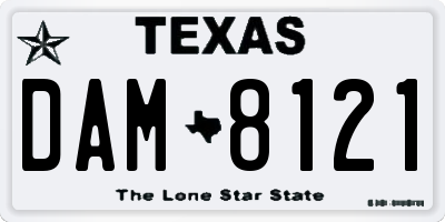 TX license plate DAM8121