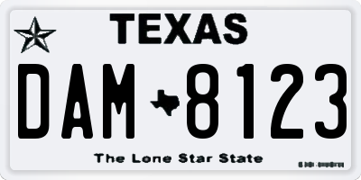 TX license plate DAM8123