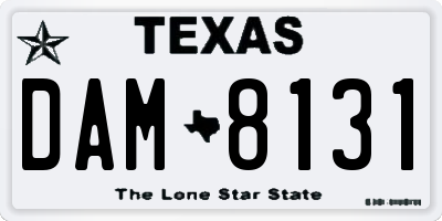 TX license plate DAM8131