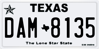 TX license plate DAM8135