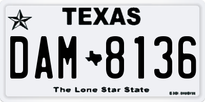 TX license plate DAM8136