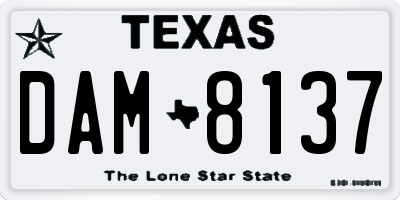 TX license plate DAM8137