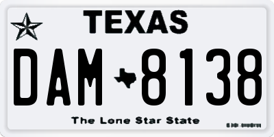 TX license plate DAM8138