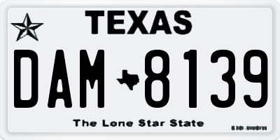 TX license plate DAM8139