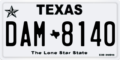 TX license plate DAM8140