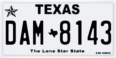 TX license plate DAM8143
