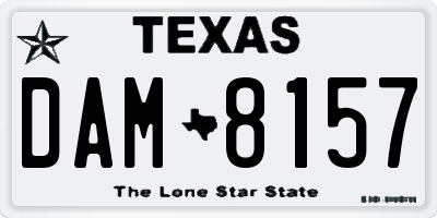 TX license plate DAM8157