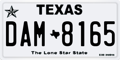 TX license plate DAM8165