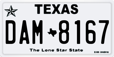 TX license plate DAM8167