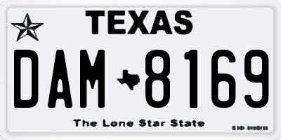 TX license plate DAM8169
