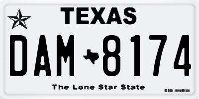 TX license plate DAM8174