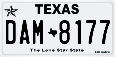 TX license plate DAM8177