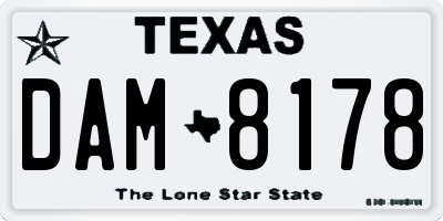TX license plate DAM8178