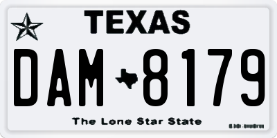 TX license plate DAM8179