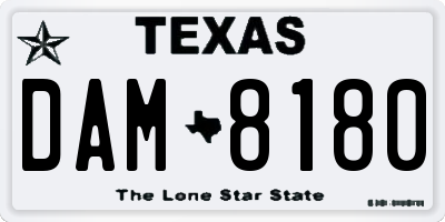 TX license plate DAM8180