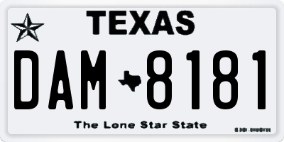 TX license plate DAM8181