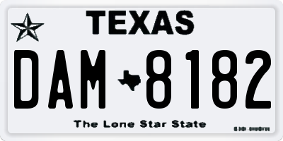 TX license plate DAM8182
