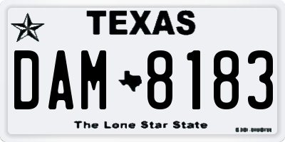 TX license plate DAM8183