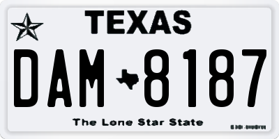 TX license plate DAM8187