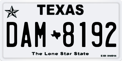 TX license plate DAM8192