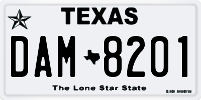 TX license plate DAM8201