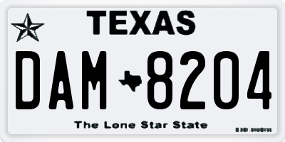 TX license plate DAM8204
