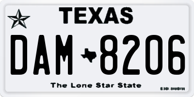 TX license plate DAM8206